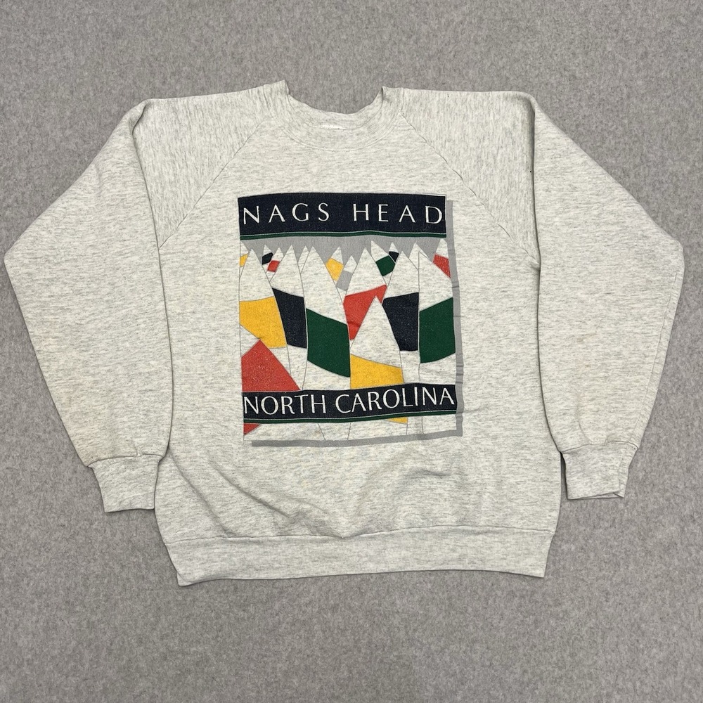 Vintage Fruit Of The Loom Sweatshirt Men's Large Long Sleeve Sailboat Graphic